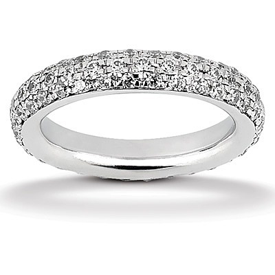 Micro Pave Set Three Row Diamond Eternity Wedding Band (0.90 ct. t.w.) - view 2