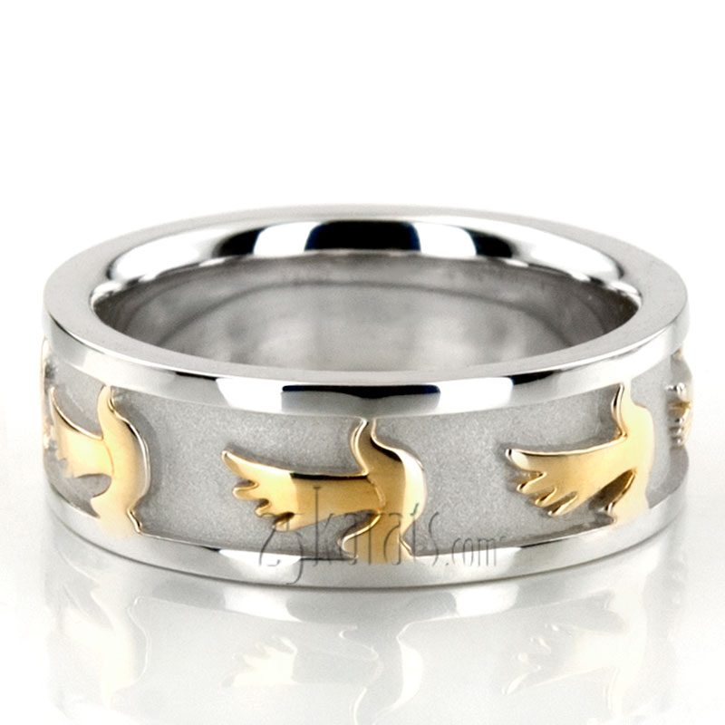 Dove Motif Religious Wedding Ring  - view 3