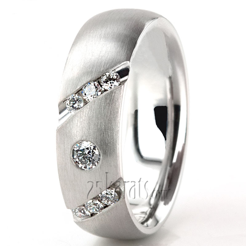 Double-Channel Set Diamond Wedding Band  - view 3