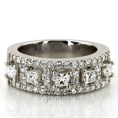 Princess and Brilliant Round Diamond Wedding Anniversary Band (0.94ct. tw.) - view 7 of 7