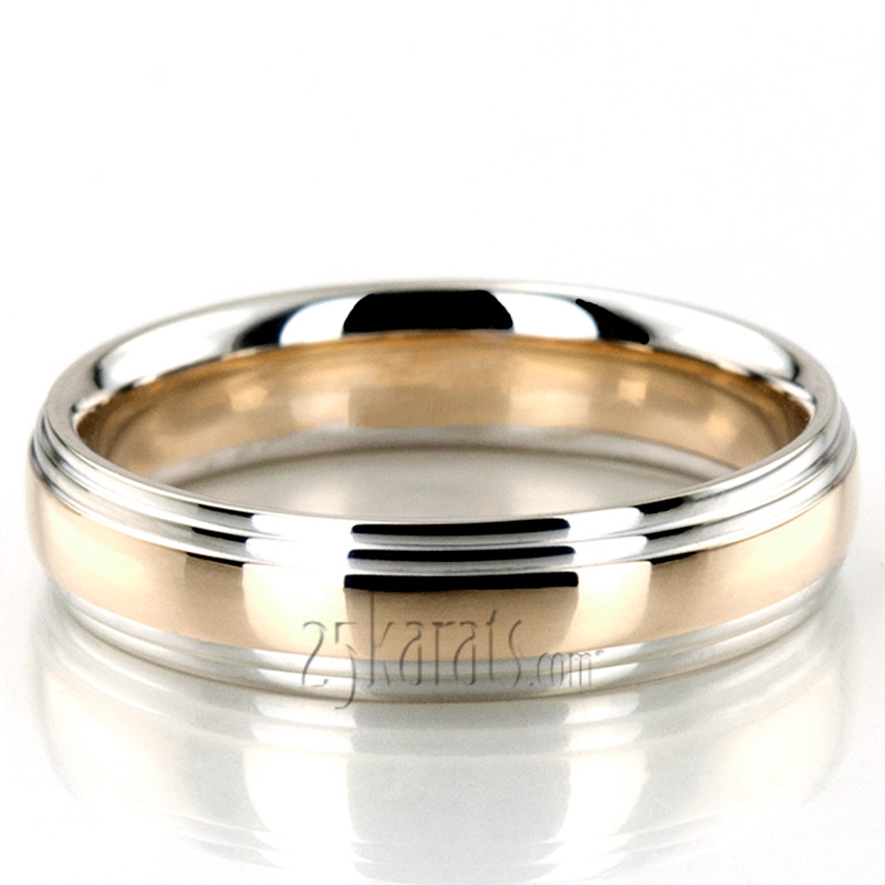 Double Step Edge Carved Design Wedding Band  - view 6