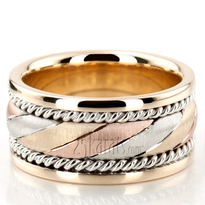 Exclusive Three-Color Hand Woven Wedding Band  - view 3 of 4