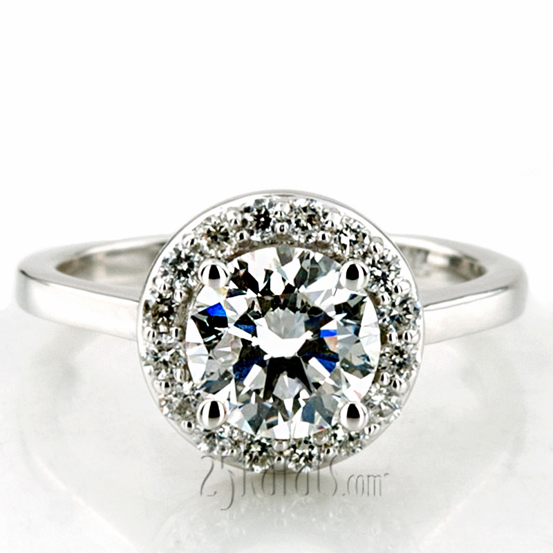 Halo Style Bead Set Diamond Engagement ring  - view 3