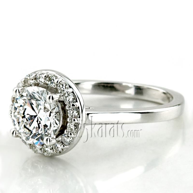 Halo Style Bead Set Diamond Engagement ring  - view 4