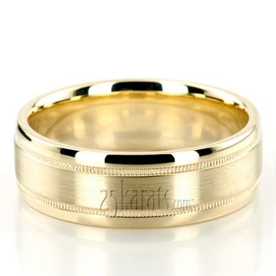 Fine Satin Finish Diamond Cut Wedding Band