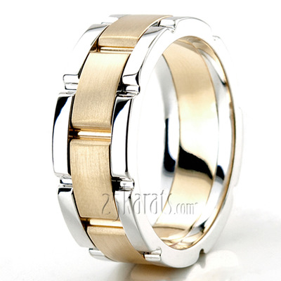 Solid Rolex Style Fancy Designer Wedding Ring  - view 5 of 10