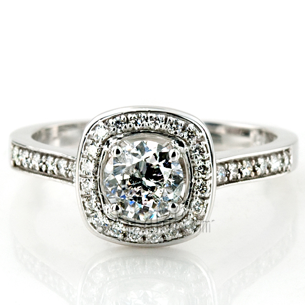 Joyful Halo Pave Set Diamond Engagement Ring (1/2 ct. t.w.)  - view 10