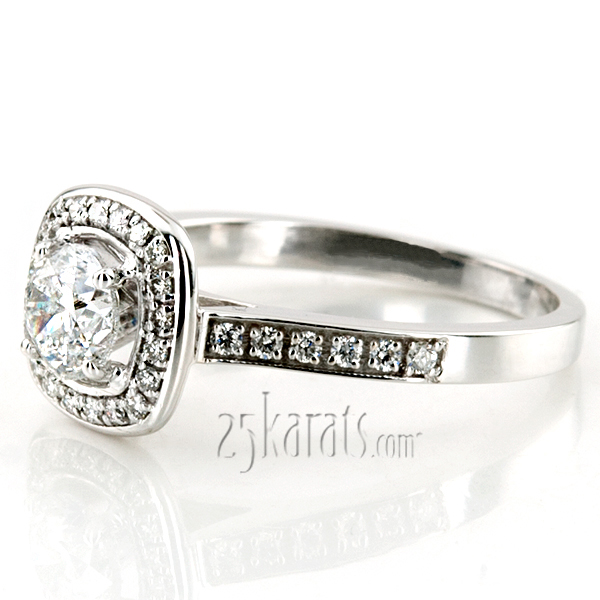 Joyful Halo Pave Set Diamond Engagement Ring (1/2 ct. t.w.)  - view 11