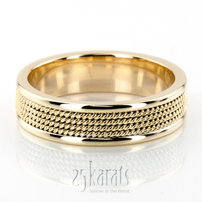 Four-row Braided Two-Color Wedding Band  - view 3