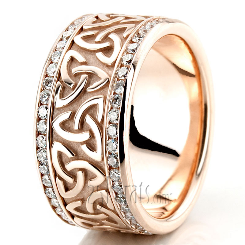 All-Around Diamond Triquetra Celtic Knot Wedding Ring - view 6