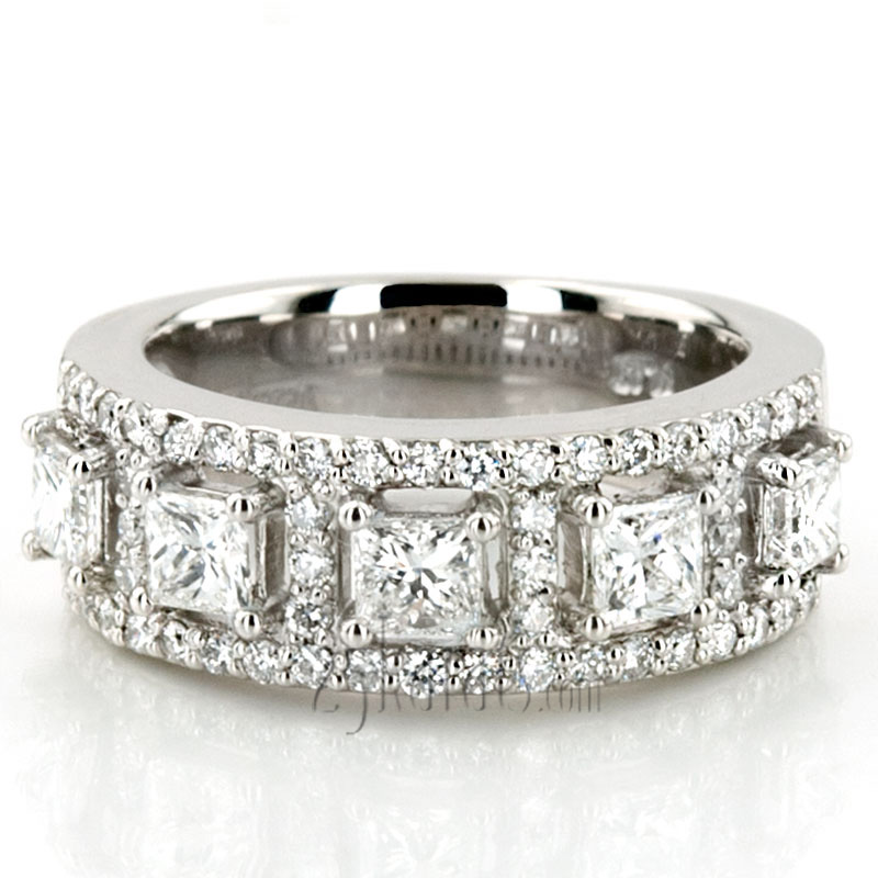 Princess and Brilliant Round Diamond Wedding Anniversary Band (1.85ct. tw.) - view 7