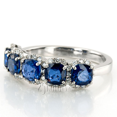 Pave Set Cushion Sapphire Fancy Anniversary Ring (3.25ct. tw.) - view 8 of 8