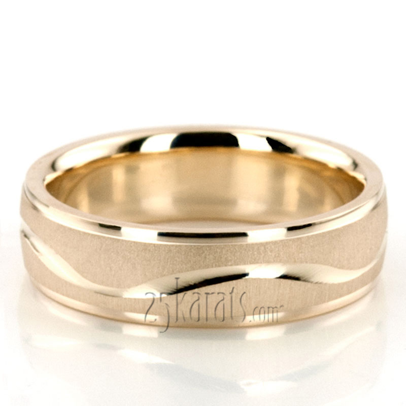 Elegant Wave Design Two-Tone Wedding Ring  - view 5