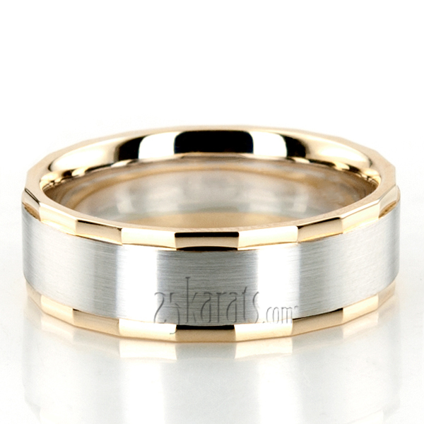 Fine Angular Edge Wedding Ring  - view 6