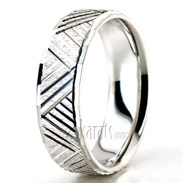 Extravagant Diamond Carved Wedding Band  - view 5