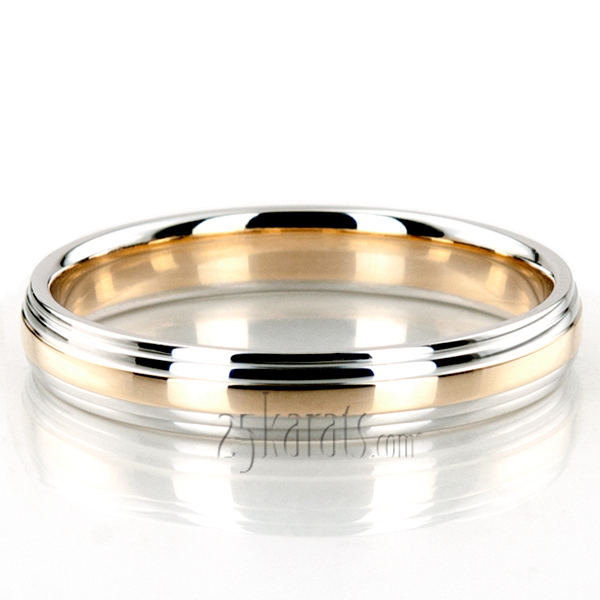 Double Step Edge Carved Design Wedding Band  - view 7