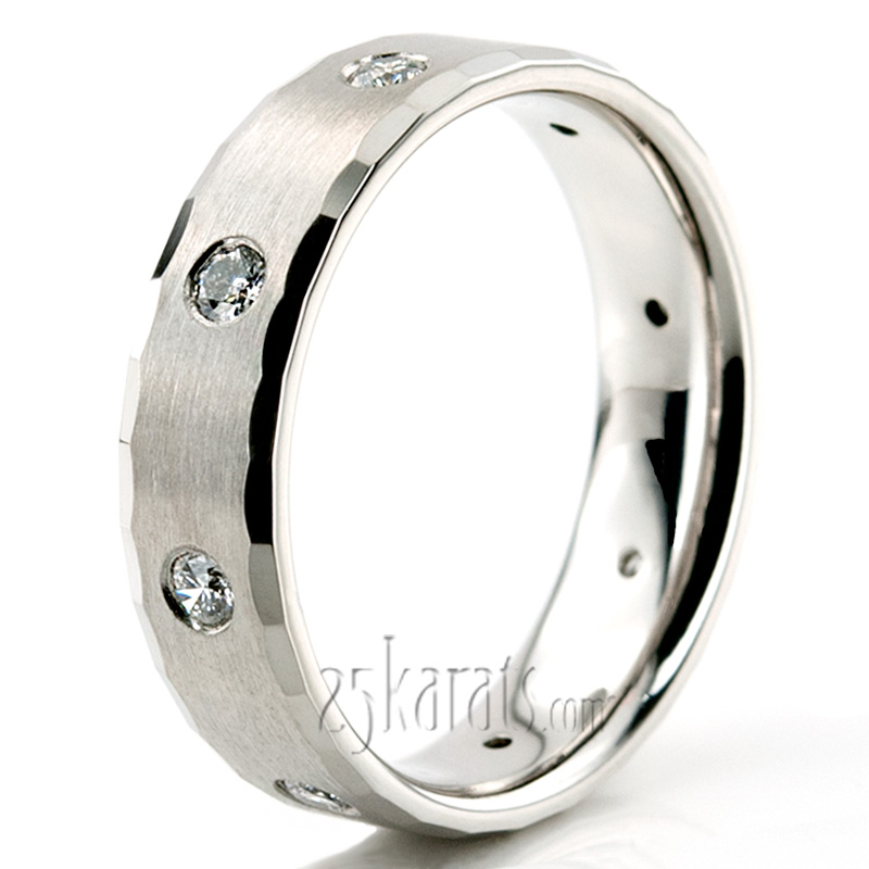 Fine Satin Finish Diamond Wedding Ring  - view 2