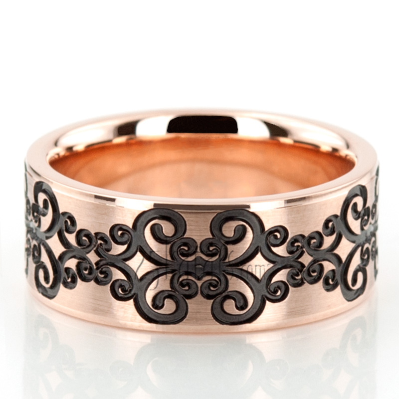 Symmetrical Spiral Milled Wedding Ring - view 2