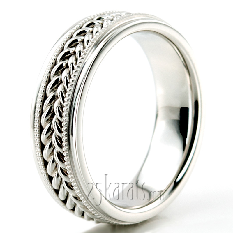 Double-braided Milgrain Hand Woven Wedding Ring  - view 4