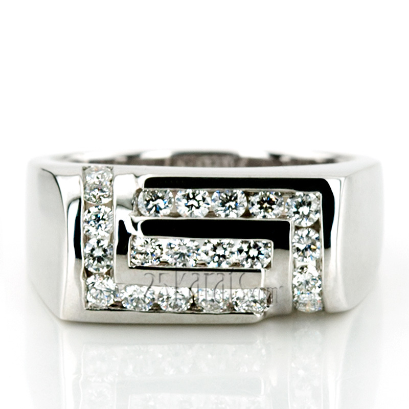 1.00 ct. Round Cut Channel Set Diamond Man Ring - view 3