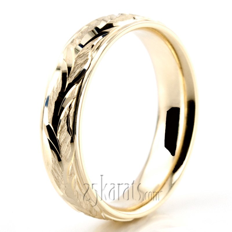 Floral Carved Fancy Wedding Ring - view 3