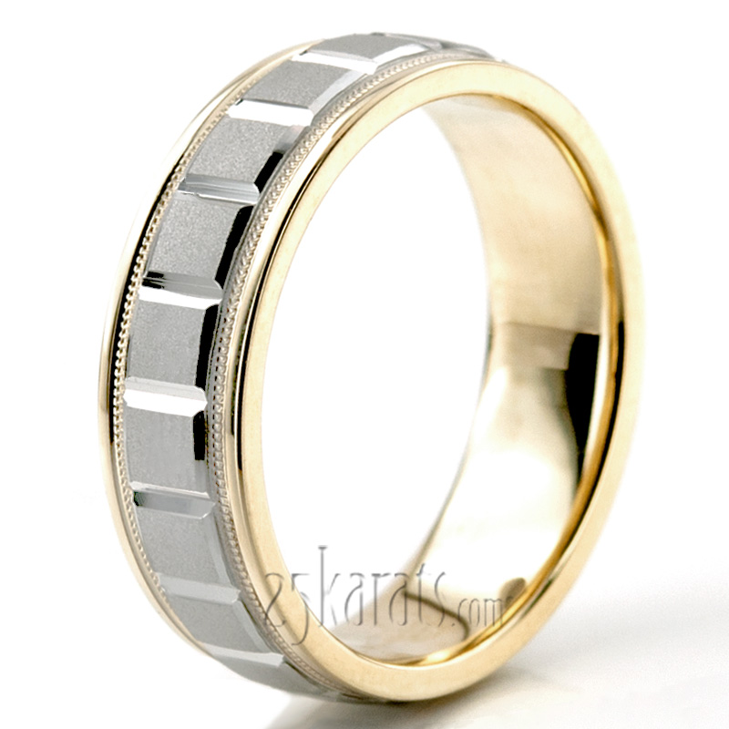 Chic Rectangular Cut Two-Tone Wedding Ring  - view 2