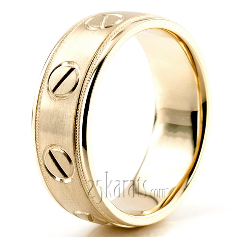 Screw-Head Motif Wedding Ring - view 5