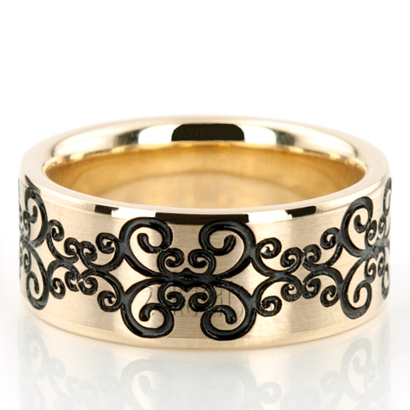 Symmetrical Spiral Milled Wedding Ring - view 3