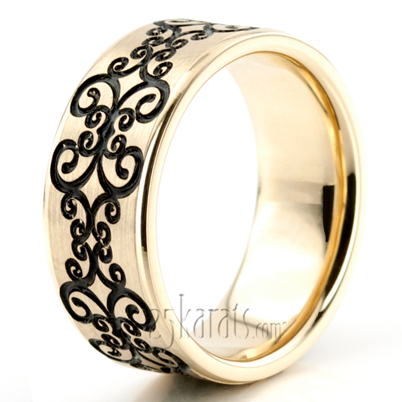 Symmetrical Spiral Milled Wedding Ring - view 4