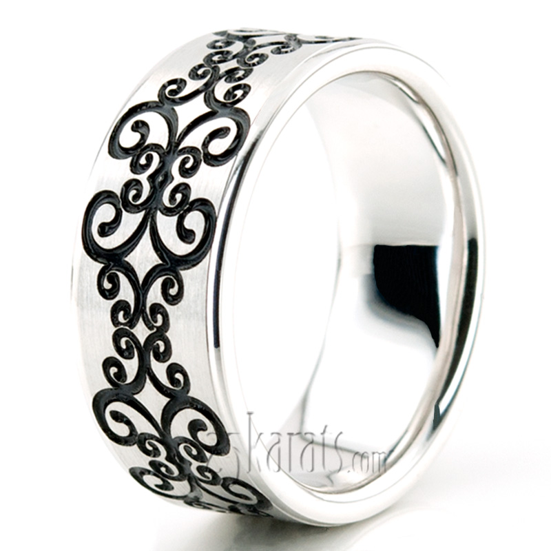 Symmetrical Spiral Milled Wedding Ring - view 5