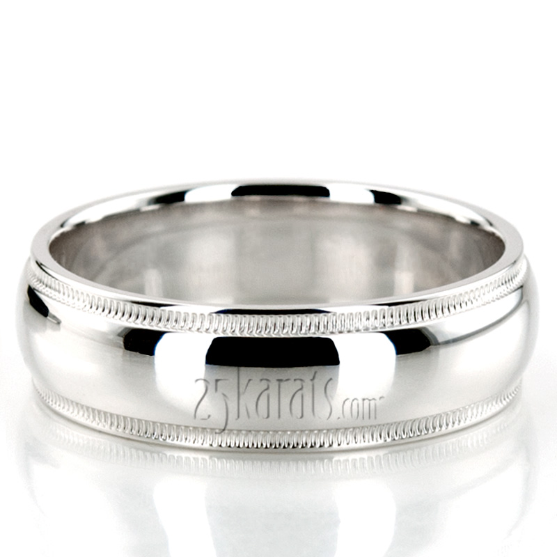 Milgrain Step Edge Diamond Cut Wedding Band - view 5