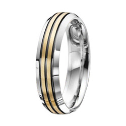 Beveled Edge Carved Wedding Band