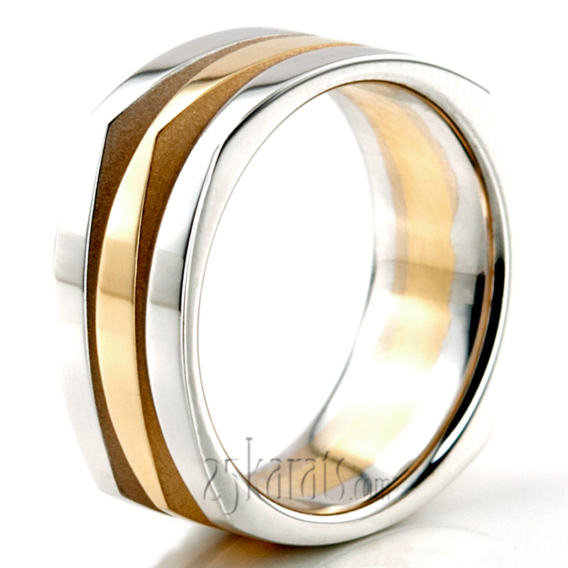 Exquisite Incised Four Sided Wedding Band  - view 5