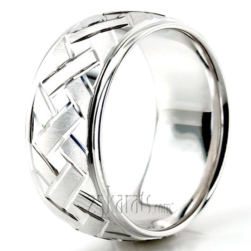 Attractive Angled Cut Diamond Cut Wedding Ring  - view 4