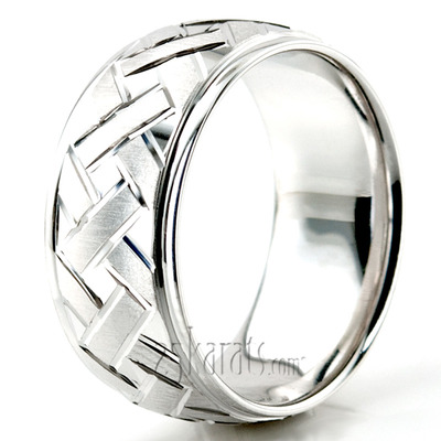 Attractive Angled Cut Diamond Cut Wedding Ring  - view 4 of 5