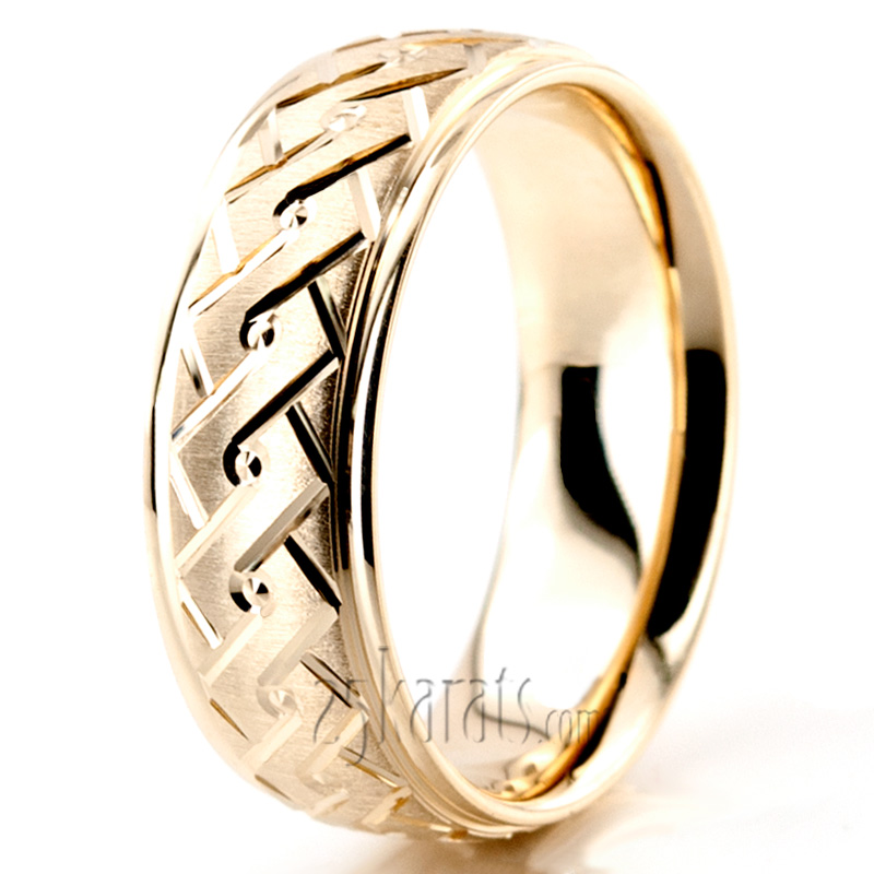 Double Helix Design Diamond Cut Wedding Band  - view 6