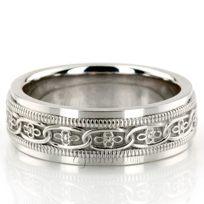 Classic Floral Carved Celtic Wedding Ring  - view 2 of 5