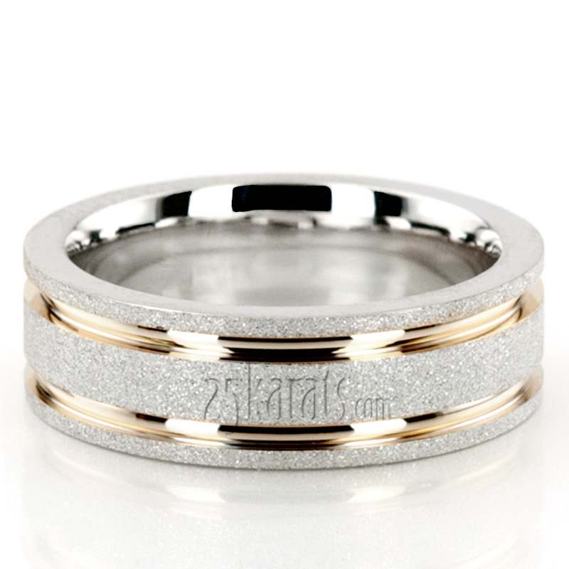 Contemporary Two-Color Stoned Wedding Ring  - view 5