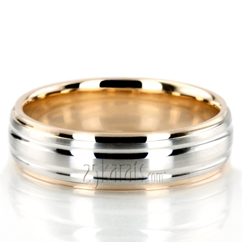 Chic Brushed Basic Carved Wedding Ring - view 7