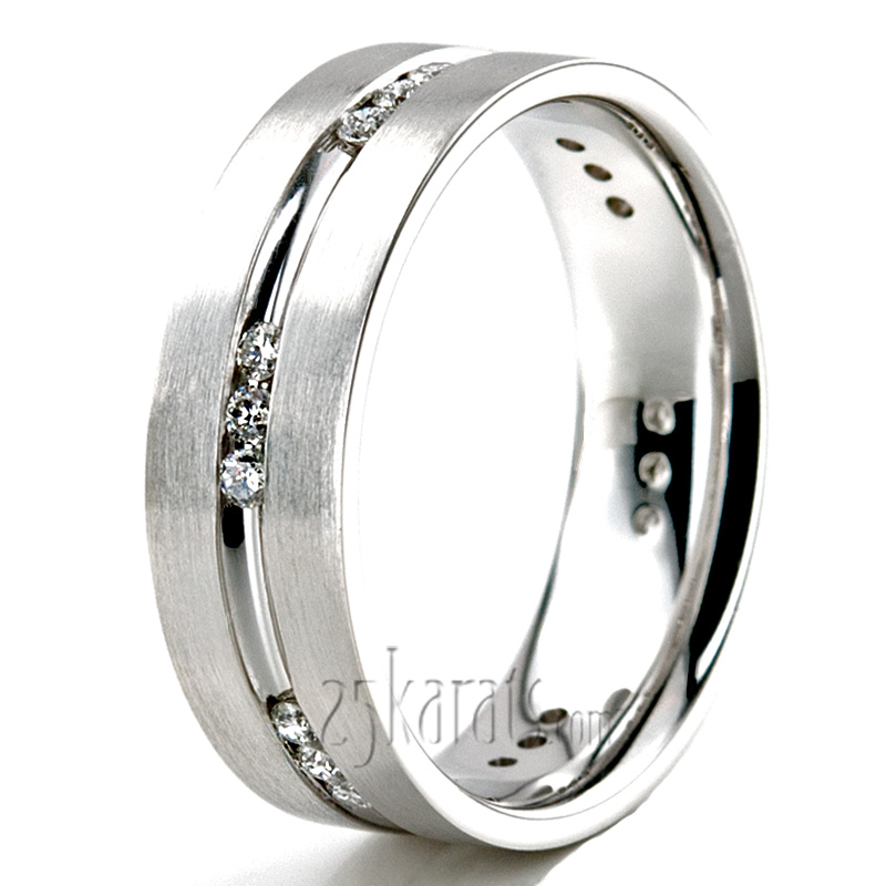 Channel-set Diamond Wedding Band  - view 5