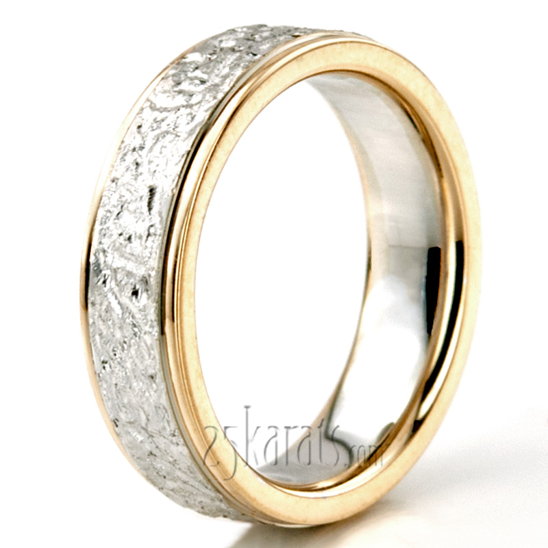 Rough Two-Tone Basic Designer Wedding Band - view 7