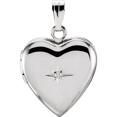 Sterling Silver Heart Locket With Solitaire Diamond (0.01 ct.) - view 1 of 3