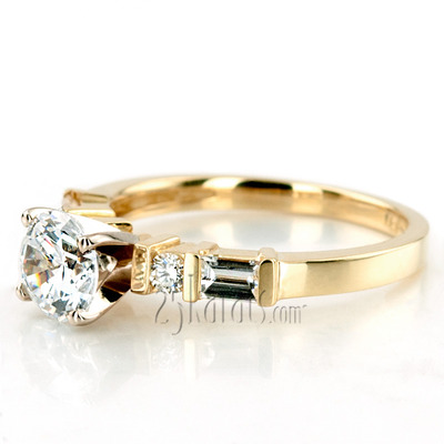 Baguette and Round Diamond Engagement Ring (0.42ct.tw) - view 8 of 8