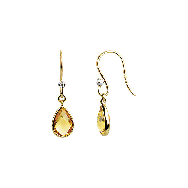 Citrine And 0.02 ct. t.w. Diamond Dangle Earrings - view 2