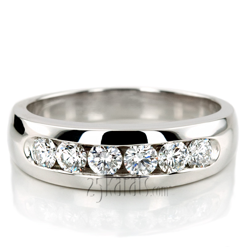 0.35 Round Cut Channel Set Diamond Man Ring - view 7