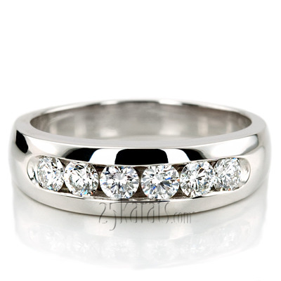 0.35 Round Cut Channel Set Diamond Man Ring - view 7 of 8