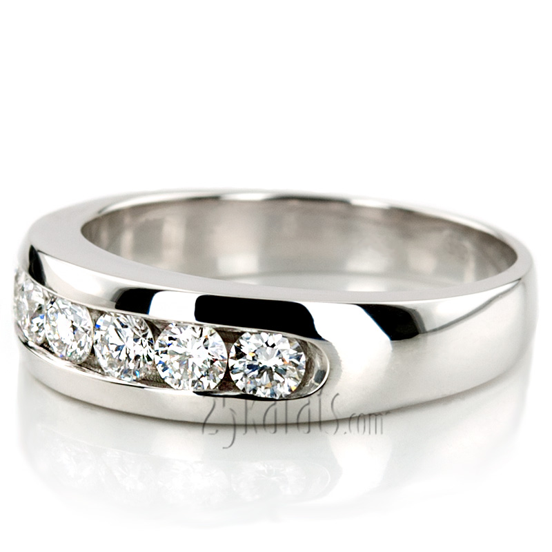 0.35 Round Cut Channel Set Diamond Man Ring - view 8