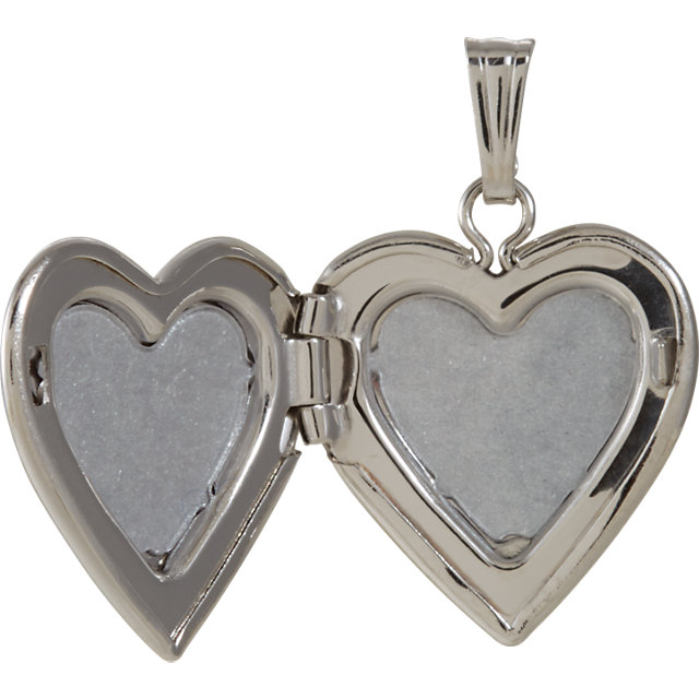 Heart Locket 14k White Gold Set with 0.01 ct. t.w. diamond - view 3