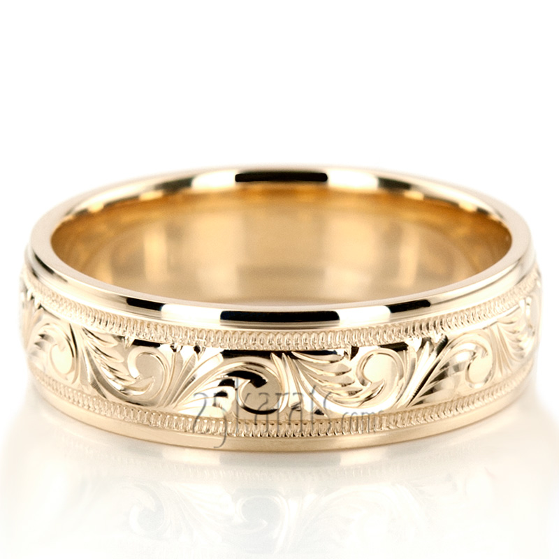 Elegant Hand Engraved Fancy Designer Wedding Band  - view 6