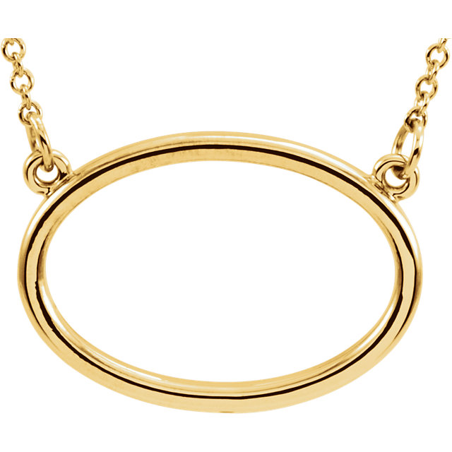 Geo Oval 14k Solid Gold Pendant With 16" Chain  - view 2